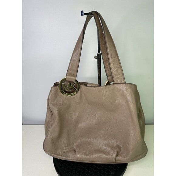 Michael Kors Fulton Purse Carmel Brown Pebbled Leather Shoulder Bag Tote Shopper - Picture 1 of 12